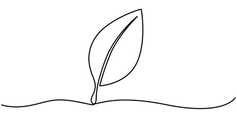 hand drawn leaf icon illustration with single line doodle concept vector, continuous line drawing art of leaves isolated on transparent background. Vector illustration, Leaves continuous line drawing.
