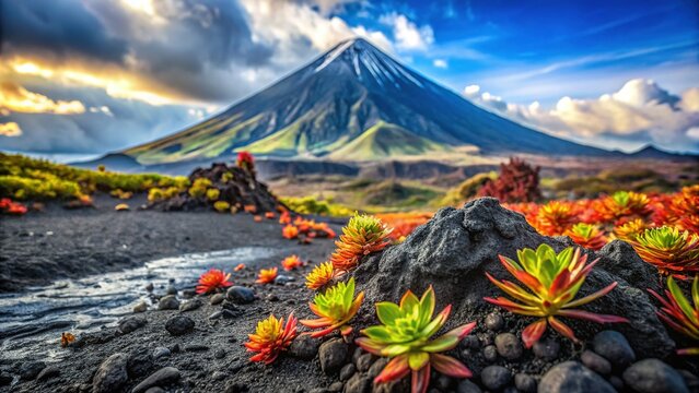 Majestic Mayon Volcano Macro Photography: Volcanic Ash & Flora, Donsol, Philippines