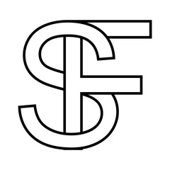 Logo sign sf fs icon, double letters logotype f s