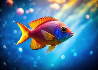 Naklejka premium Minimalist Underwater Scene: Darting Fish in Blue