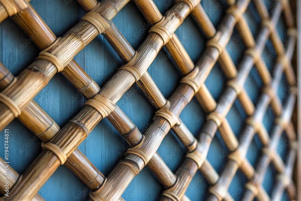 Leinwandbilder this artistic bamboo lattice captures depth and perspective with its structured design. the neatly w
