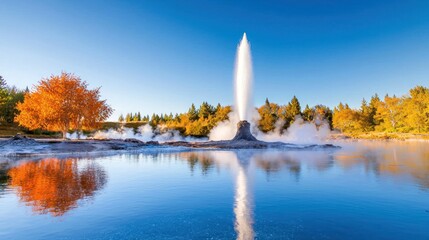 Autumn Geyser Reflection