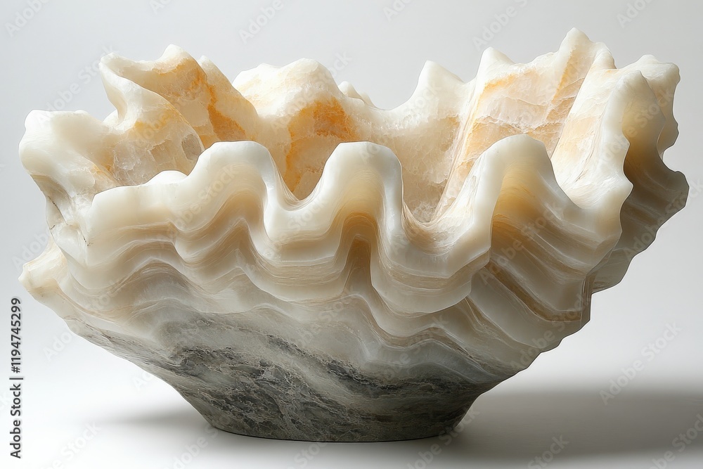 Leinwandbilder a mesmerizing alabaster bowl exhibiting undulating wave patterns with subtle golden tones for a harm