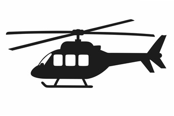 Helicopter silhouette black vector art illustration.
