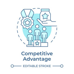 Competitive advantage soft blue concept icon. Produce better goods and services. Business marketing strategy. Round shape line illustration. Abstract idea. Graphic design. Easy to use in article