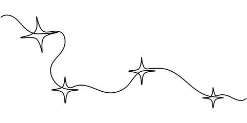 hand draw doodle stars illustration in continuous line arts style vector, Star continuous one line drawing vector illustration, Premium vector, Hand drawn doodle star in continuous line art style. 
