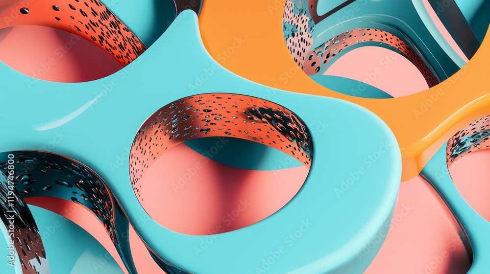 Poster bold organic shapes intertwine in vivid hues, creating a striking visual that captures the essence o