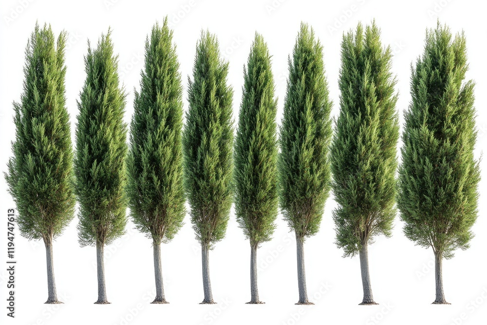 Poster A group of trees standing together in a row