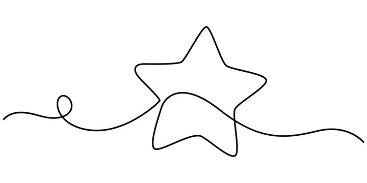 hand draw doodle stars illustration in continuous line arts style vector, Star continuous one line drawing vector illustration, Premium vector, Hand drawn doodle star in continuous line art style. 
