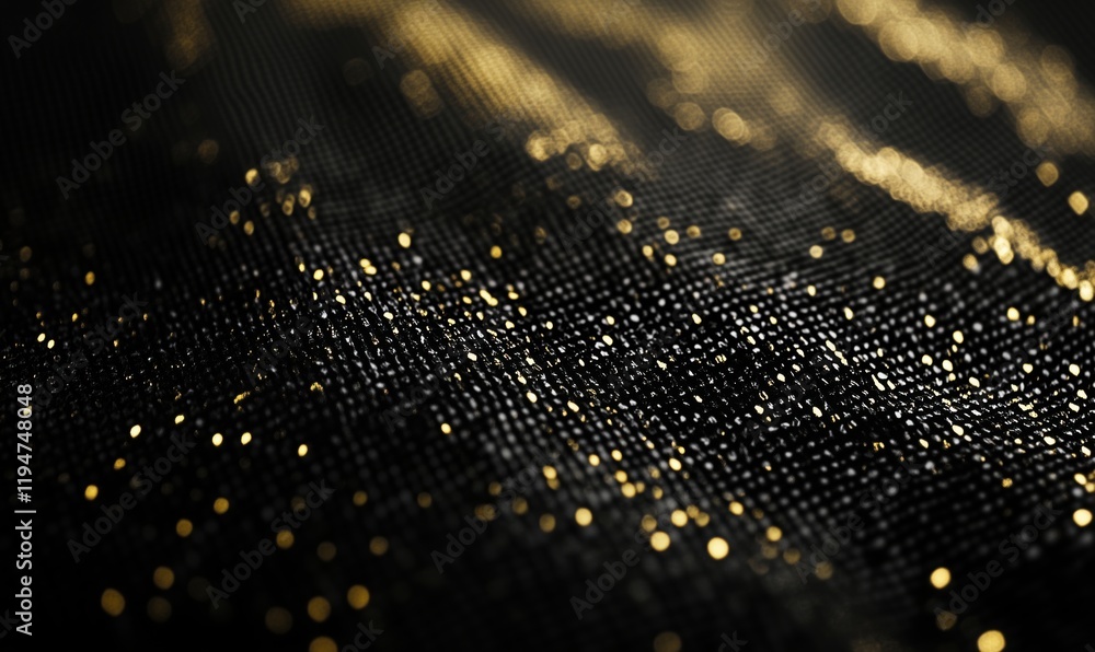 Poster black background with shimmering gold particles creating a luxurious and elegant texture, perfect fo