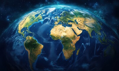 Earth from Space: Detailed View of Continents, Oceans, and Atmosphere with Vibrant Colors and Textures