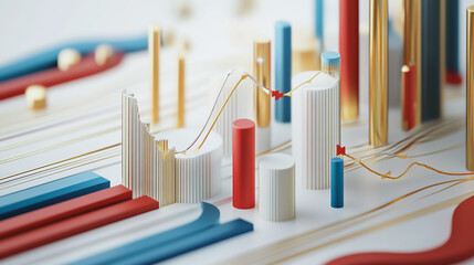 Abstract white background with Colorful charts and graphs with statistics to innovative analyze business potential and forecast future development of companies growth.