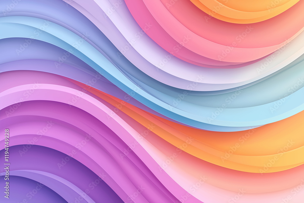 Aufkleber vibrant abstract waves in pastel colors create soothing gradient effect. flowing design features sha