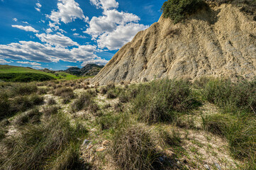 aliano badlands during a sunny springtime day, Matera, Italy