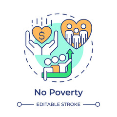 No poverty multi color concept icon. Social equality. Economic growth, finance. Round shape line illustration. Abstract idea. Graphic design. Easy to use in infographic, presentation