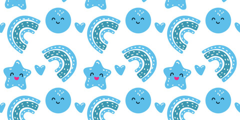Naklejka premium cheerful blue children's seamless design