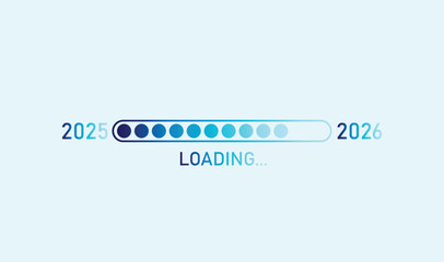 Fototapeta premium Loading progress bar of 2025 to 2026 happy new year. Vector illustration.