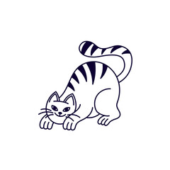Vector sketch doodle cat character in simple lkne style, funny mascot for pet store, logo design template and graphic element for advertising and branding