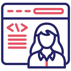 Citizen Developer Female vector icon illustration of No Code iconset.