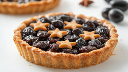 Homemade prune tart with stars decorations