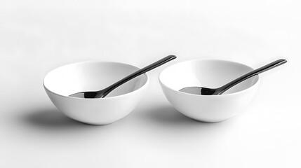 Spoon and fork in a simple and elegant white bowl setup