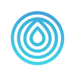 Concentric blue circles with a water droplet center