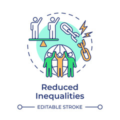 Reduced inequalities multi color concept icon. Social equality, community. Political inclusion. Round shape line illustration. Abstract idea. Graphic design. Easy to use in infographic, presentation
