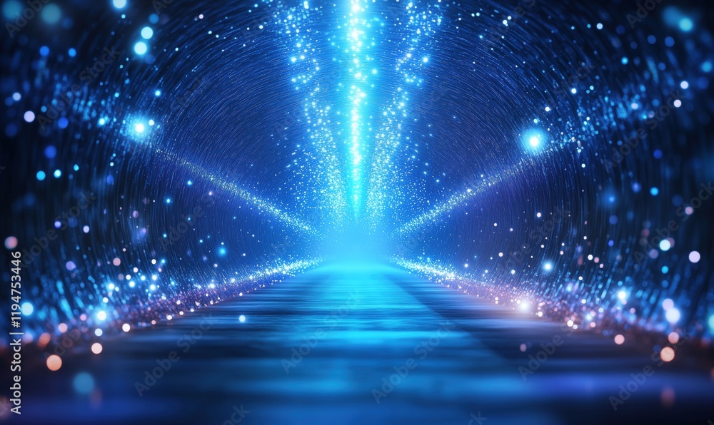 Aufkleber illuminated tunnel with sparkling blue lights and ethereal glow, creating a sense of depth and myste