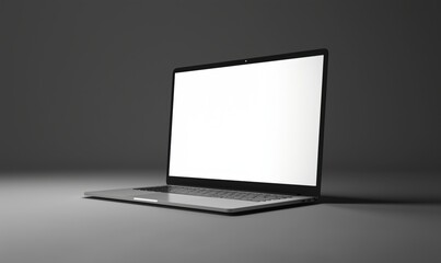 Blank laptop computer on dark background showcasing modern design and sleek aesthetics, ideal for technology and digital workspace themes