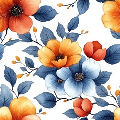 Vibrant Watercolor Floral Pattern Design with Seamless Style Featuring Colorful Blooms and Lush Greenery
