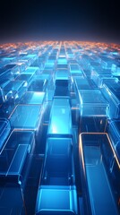 Obraz premium Digital technology blue glass light effect poster background