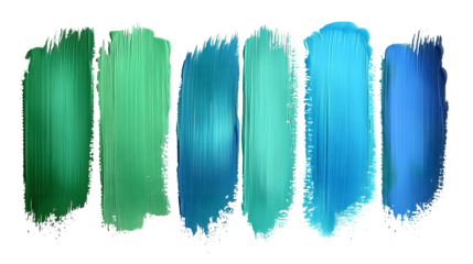 blue green gradient brush stroke set isolated