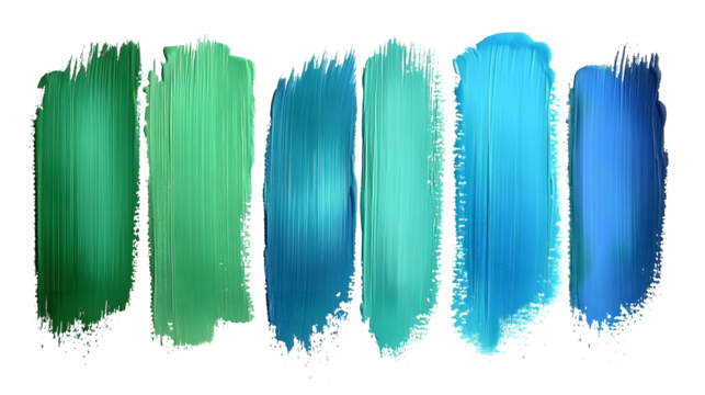 blue green gradient brush stroke set isolated