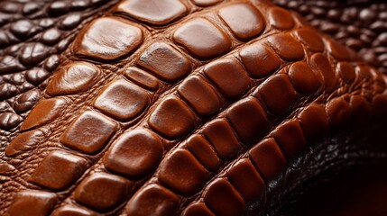 Obraz premium Close-up of Luxurious Brown Crocodile Leather Texture