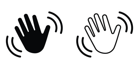 waving hand icon set. hello sign. goodbye symbol. goodbye gesture sign for web site mobile app. vector illustration on transparent background