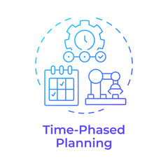 Time phased planning blue gradient concept icon. Manufacturing timelines. SAP consumption based regulation. Round shape line illustration. Abstract idea. Graphic design. Easy to use in article