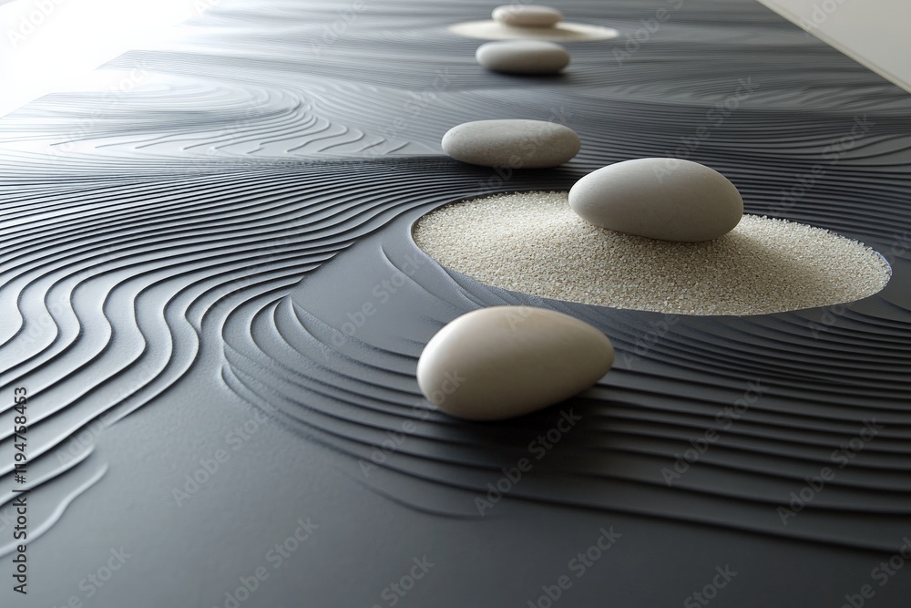 Poster an elegant arrangement of minimalist sand ripples in a monochromatic palette, featuring smooth white