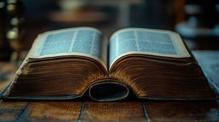 Open book on a wooden table, ready for reading or study