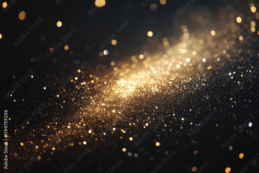 Aufkleber An abstract artwork featuring a flurry of glowing golden sparkles in motion, creating a dazzling display full of vibrancy and dynamic energy.