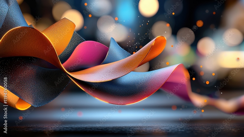 Poster surreal explosion of abstract shapes with glowing lights digital art studio contemporary dynamic com