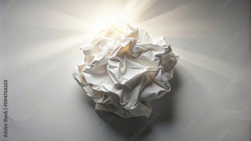 Aufkleber Illuminated Crumpled Paper Ball on a Smooth Surface A Study in Texture and Light