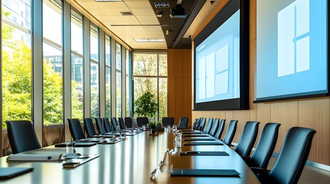 A conference room setting with presentations on net zero energy policies, showcasing strategies for implementing clean energy initiatives in line with policy goals 