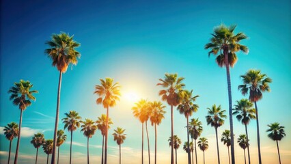 Serene Sunset Silhouette of Palm Trees on a Tropical Beach