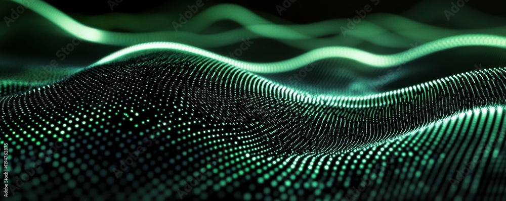 Poster a digital matrix of flowing binary code with glowing green and black, tech-inspired abstract, 4k pho