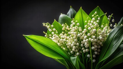 Obraz premium A Delicate Bouquet of Lily of the Valley Flowers with Lush Green Foliage