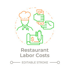 Restaurant labor costs duo tone concept icon. Staff wages regulation strategy. Operational expenses. Round two color outline illustration. Abstract vector design. Easy to use in presentation