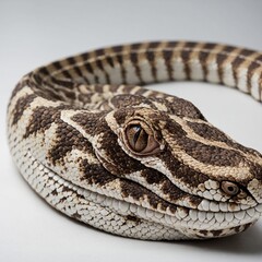Obraz premium A Gaboon viper with intricate patterns on a white background.