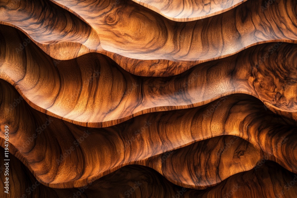 Poster stunning abstract wall art piece crafted from wood, showcasing a harmony of light and shadow across 