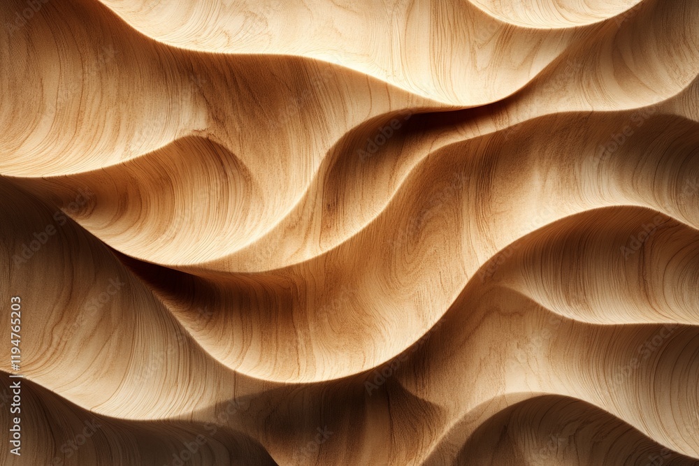 Aufkleber a close-up image showcasing an intricate wooden sculpture with flowing wave patterns, highlighting t