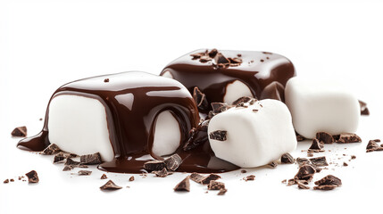 Marshmallow in chocolate isolated on a white background